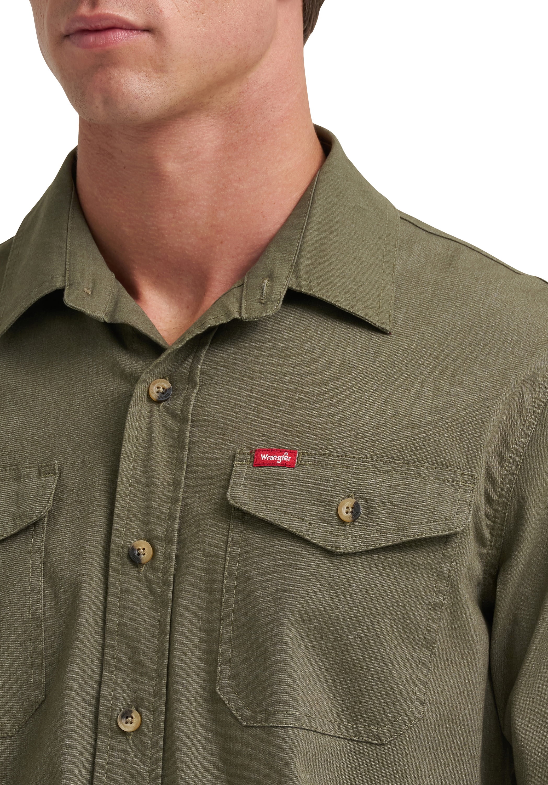 Wrangler® Mens Long Sleeve Heritage Solid Shirt