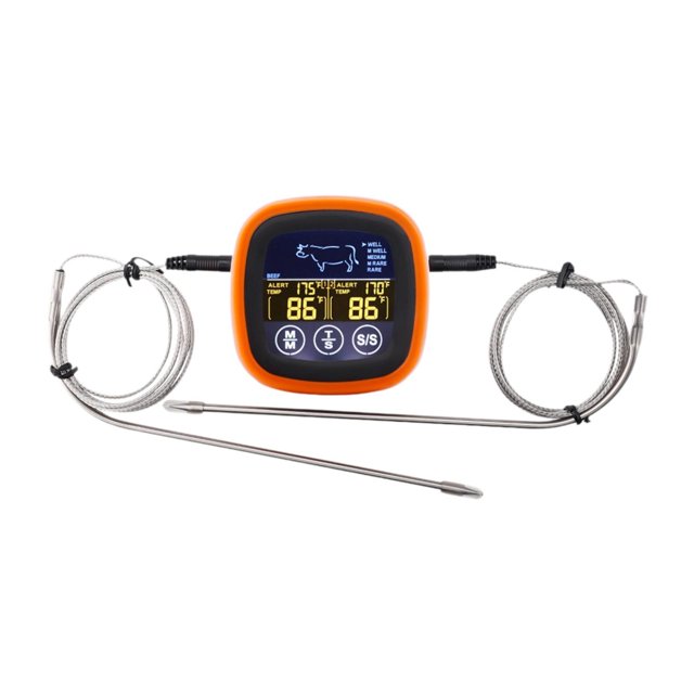 BBQ Temperadora digital de barbacoa de doble canal con alarma con sondas de cocina para pescado BBQ