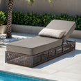 thumbnail image 4 of Opohoro Adjustable Outdoor Rattan Wicker Chaise Lounge for Patio, Poolside with UV-Resistant 5" Thick Cushion - Gray, 4 of 12