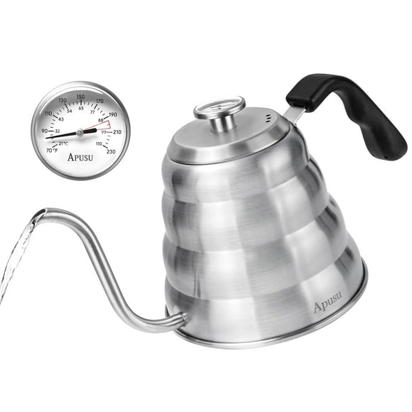 Hervidor de cuello de cisne Apusu de acero inoxidable 1200 ml con termómetro
