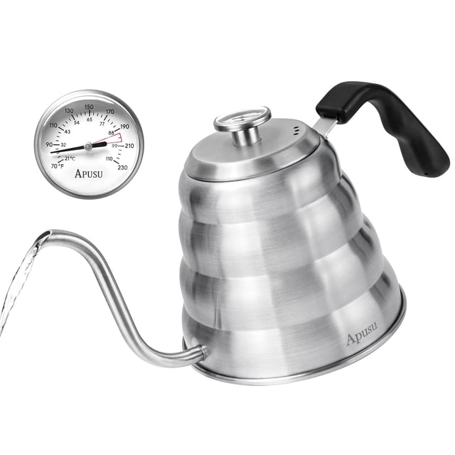 Hervidor de cuello de cisne Apusu de acero inoxidable 1200 ml con termómetro