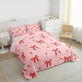 thumbnail image 4 of Feelyou Fashion Bowknot Kids Bedding Comforter Set, Kawaii Cartoon Bow-tie Twin Comforter Sets, Cute Love Heart Reversible Bedding Set, Microfiber Bedroom Decor, 2 Pieces, 4 of 9