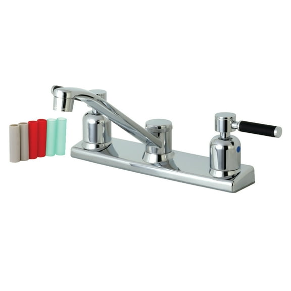 Kingston FB121DKL Kaiser Two-Handle 2-Hole 8" Centerset Kitchen Faucet in Polished Chrome