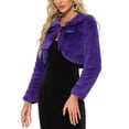 thumbnail image 4 of CHAQUETA CROP DE FALSO PELO PARA MUJERES INSPIRE CHIC CON LAZO EN EL FRENTE Y MANGA CORTA TAMAÑO XS COLOR PÚRPURA, 4 of 6