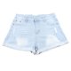 thumbnail image 4 of Pantalones cortos ajustados para mujer, de color liso, con bolsillos y agujeros, de cintura media, rectos, para verano, azul claro, L, 4 of 15