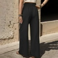 thumbnail image 6 of Lovskoo 2024 Wide Leg Pants Woman Solid Color Trendy Bow Tie Front Elastic Waist Dawstring Long Pants Black L, 6 of 7