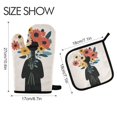 thumbnail image 2 of Yayeee Oven Mitts and Pot Holder Set of 4 Heat Resistant Kitchen Gloves Baking Hot Pad, Black Flowers, 2 of 5
