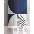 thumbnail image 5 of Mid Century Sheer Curtains 84 inches Long 2 Panels Set Abstract Blue White Geometric Tiers Sheers Rod Pocket Small Window Short Curtains for Kitchen Cafe, Each 52" W x 84" L, 5 of 7