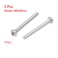 thumbnail image 2 of Unique Bargains M8x80mm Machine Screws Pan Phillips Cross Head Screw Bolts 2Pcs, 2 of 3