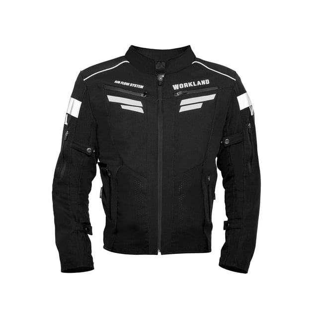 Chamarra motociclista hombre protectores reflejante impermeable WORKLAND 1985 negro M WKL 1985NEGRO