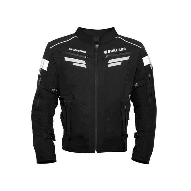 Chamarra motociclista hombre protectores reflejante impermeable WORKLAND 1985 negro L WKL 1985NEGRO