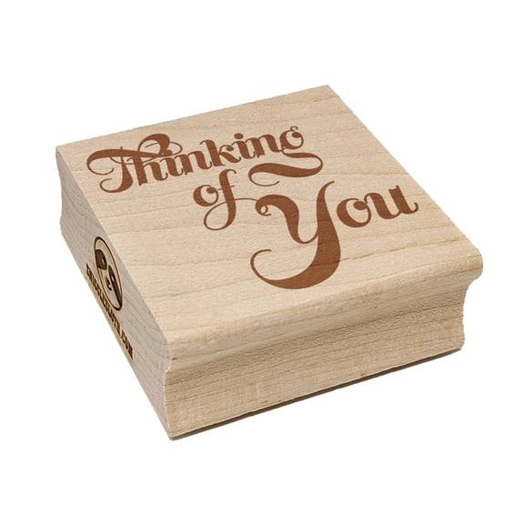 Thinking of You Elegant Text Square Rubber Stamp Stamping Scrapbooking Crafting - Small 1.25in