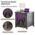 thumbnail image 3 of Blotout Farmhouse End Table with LED Light&Charging Station, 24" Large Sofa Side Table, Mesh Barn Door, Adjustable Storage Shelf, Rustic Wood Square Nightstand for Living Room, Bedroom, Office, 3 of 9