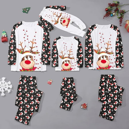 

Cathalem Family Pajamas Set Cotton Baby Merry Christmas Cute Prints Family Clothes Long Sleepyhead Pajamas Christmas Family Suit Black 18-24 Months