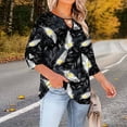 thumbnail image 5 of TaTaai Women Plus Size Fashion T-Shirt Random Print Crew Neck Chest Cutout 3/4 Sleeve Spring Summer Casual Base Top Ladies Daily Gathering Wear Soft Breathable Non-See-Through Top Gift, 5 of 6