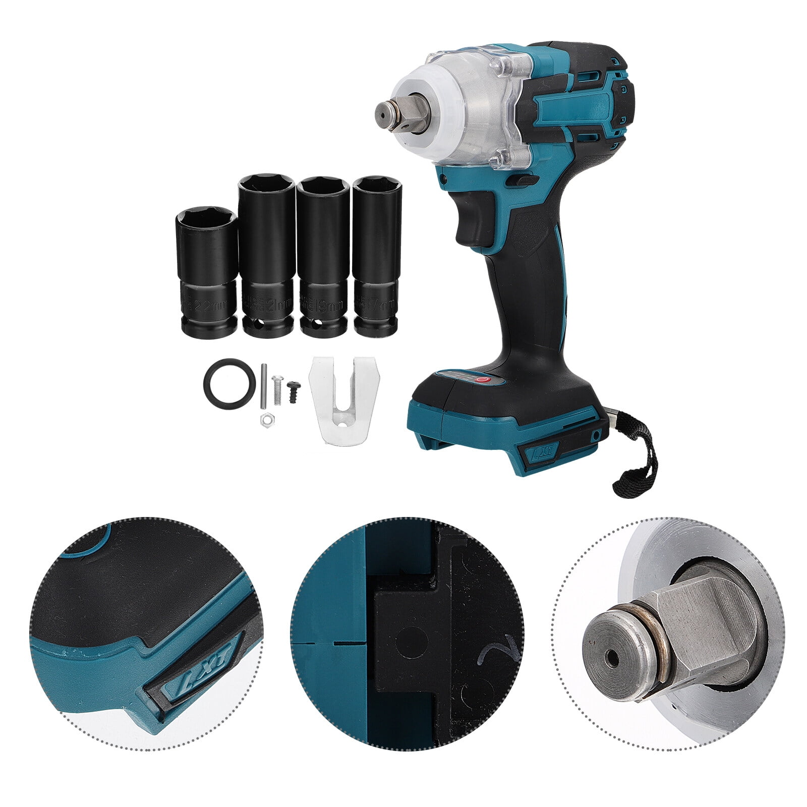 Pawsdot 1 Set Impact Wrench Kit Black Lithium Battery Heat Dissipation Power Tool