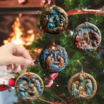 Qwtwty Christmas Ornaments Acrylic Flat Christmas Tree Decoration Cute Round Acrylic Decoration