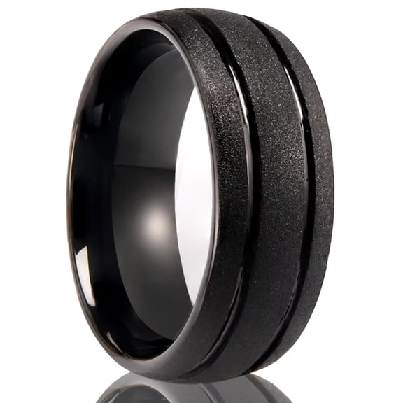 8mm Wide Tungsten Steel Ring Sandblasted Black Men's Ring
