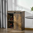 thumbnail image 6 of 27.5" Brown Industrial Wine Cabinet with Sliding Barn Door, 6-Bottle Storage Sideboard (15"D X 31.5"H), 6 of 8