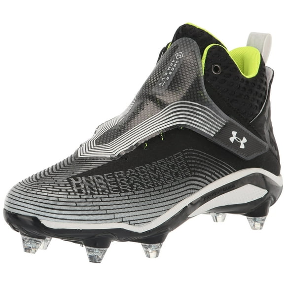 Under Armour Men's Highlight Hammer D Football Shoe, (001) Black/Black/White, 16