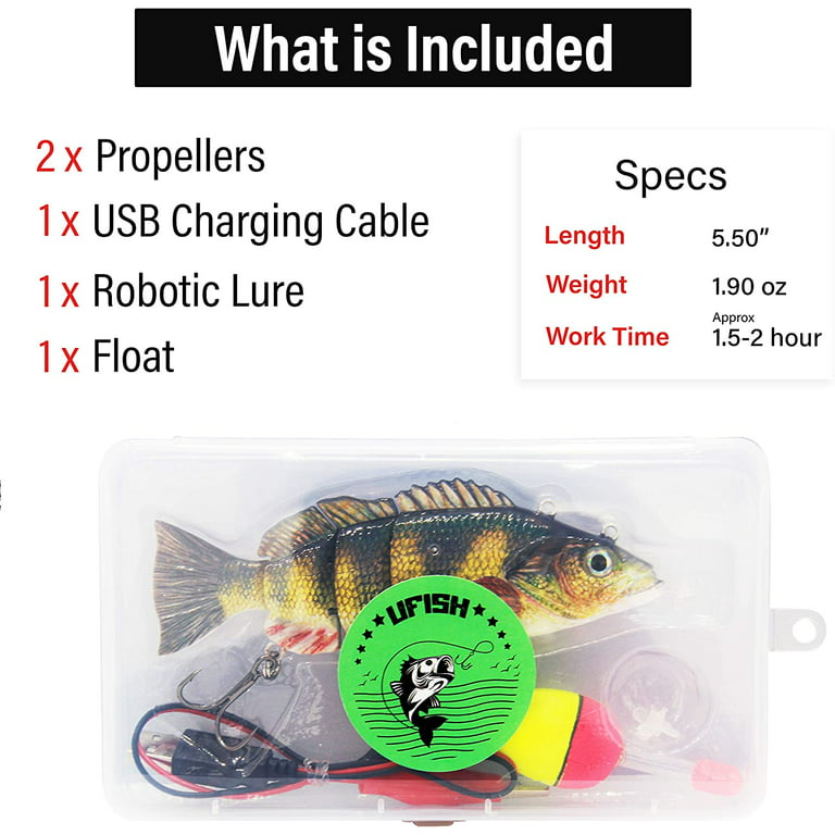 UFISH Large Robotic Fishing Lure 5.5, Self swimming animated fishing lure  