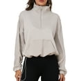 thumbnail image 2 of PrettyGuide Womens Sweatshirt Fashion Half Zip Stand Collar Scuba Cropped Pullover Athletic Sweatshirt Rainy Day M, 2 of 6