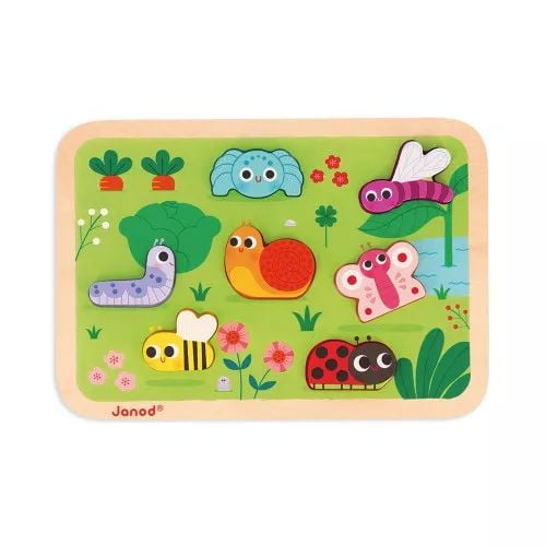 Janod - Puzzle Jardin Massif 7 pièces - Peinture à l'eau - 18 mois et +