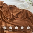 thumbnail image 5 of MooMee Throw Blanket 100% Cotton 4-Layer Gauze All-Around Fringe Ultra-Soft Breathable Lightweight (Drak Orange, Queen 90" x 90"), 5 of 8