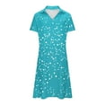 thumbnail image 5 of qolati Summer Dresses for Women 2025 V Neck Short Slevee Polka Dot Casual Dresses Loose Flowy A Line Boho Vacation Beach Sundress with Pockets, 5 of 6