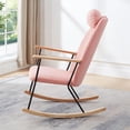 thumbnail image 4 of Adjustable Headrest Pillow Rocking Chair, Technical Leather Upholstered Glider Rocker with High Backrest, Modern Rocking Accent Chairs Comfy Side Chair for Nursery, Bedroom, Living Room (Pink), 4 of 8
