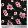 thumbnail image 1 of Soimoi Black Rayon Fabric Ranunculus & Chrysanthemum Floral Printed Craft Fabric by the Yard 42 Inch Wide, 1 of 3