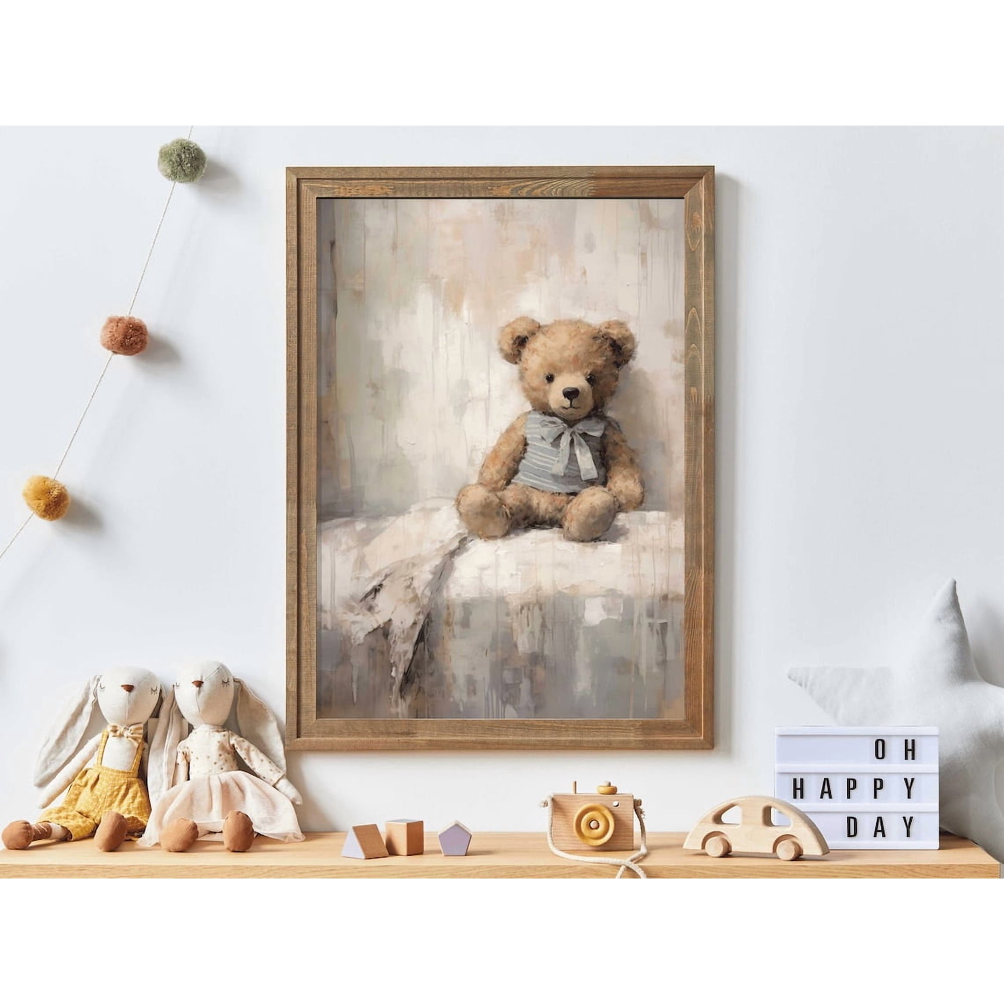 Rustic Nursery Decor Bear Nursery Decor Vintage Bear Print Teddybear Painting Baby Room Decor Neutral Nursery Wall Art Modern Wall Decor
