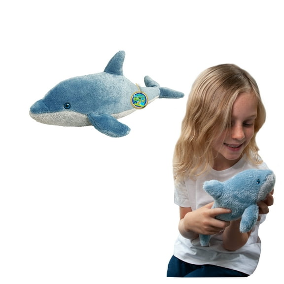 EcoBuddiez - Dolphin by Deluxebase. 10" Soft Plush Toy Made from Recycled Plastic Bottles