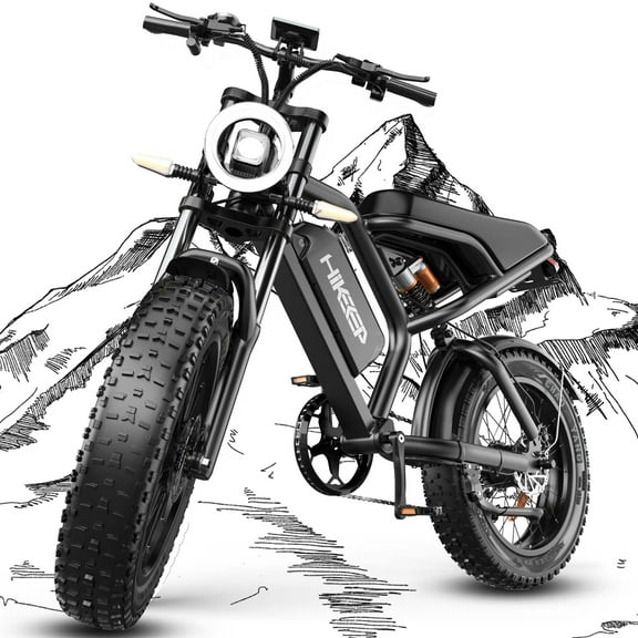 Electric Mountain Bike for Adults, 20" Fat Tire, 48V 15Ah Battery, 3000W Peak Dual Motor, 32MPH, UL2849 Certified Off-Road E-Bike, BLack