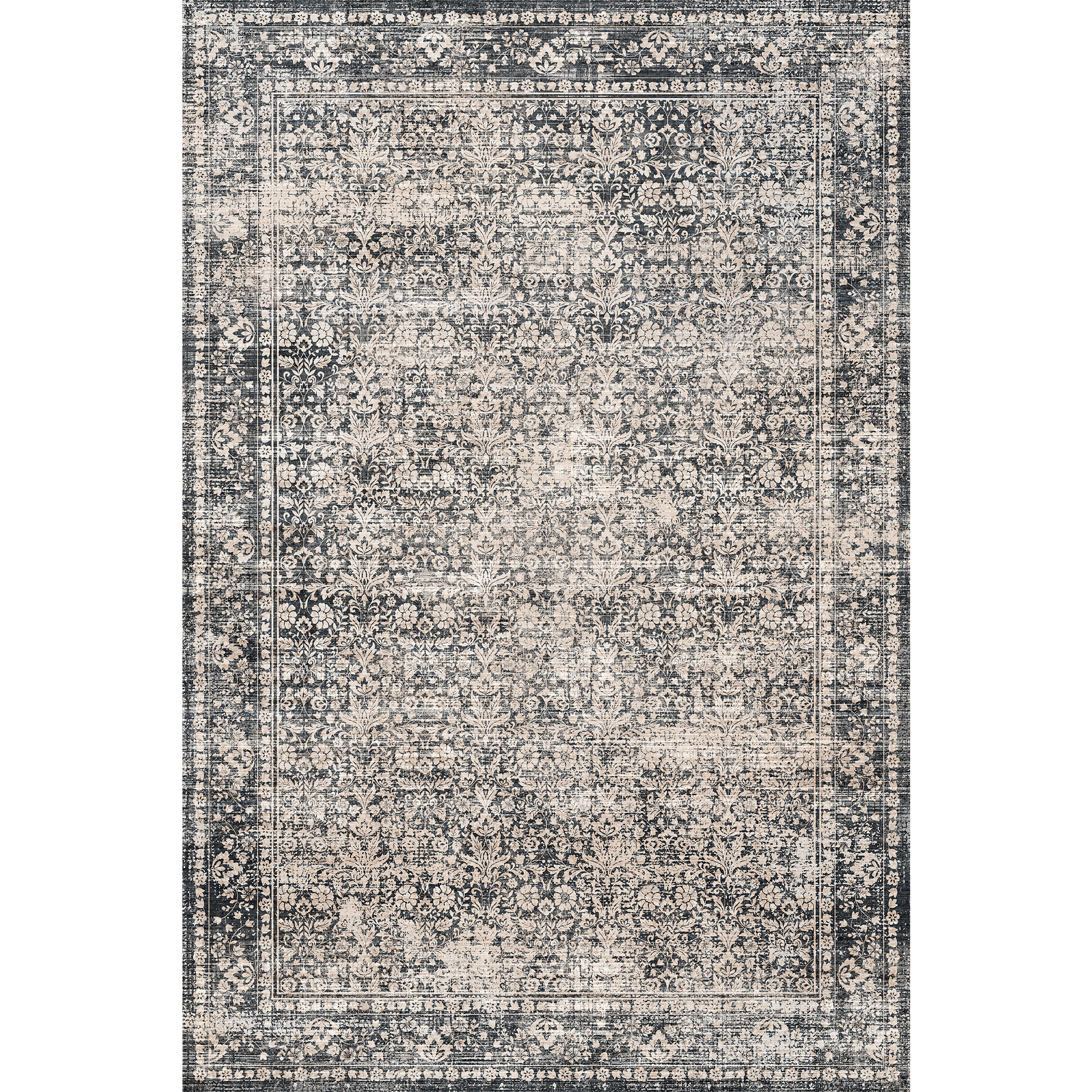 Pentantan 9'x12' Area Rugs, Washable Vintage Boho Rugs for Living Room, Retro Soft Indoor Carpet for Bedroom, Dining Room, Office, Black