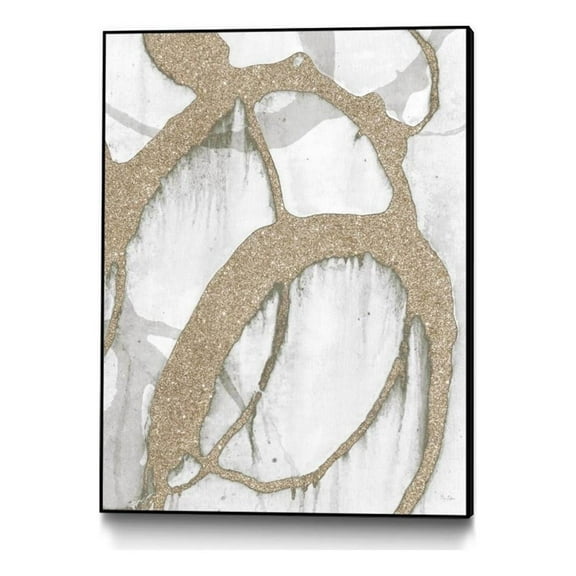 Giant Art Canvas  30x40 Gold Sparkle Strokes II Framed in Multi-Color