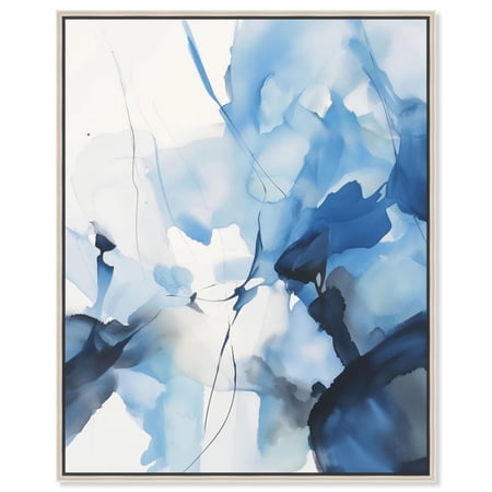 Fleur Bleue II Canvas Maximalist Abstract by Art Remedy Silver Frame 20 x 24