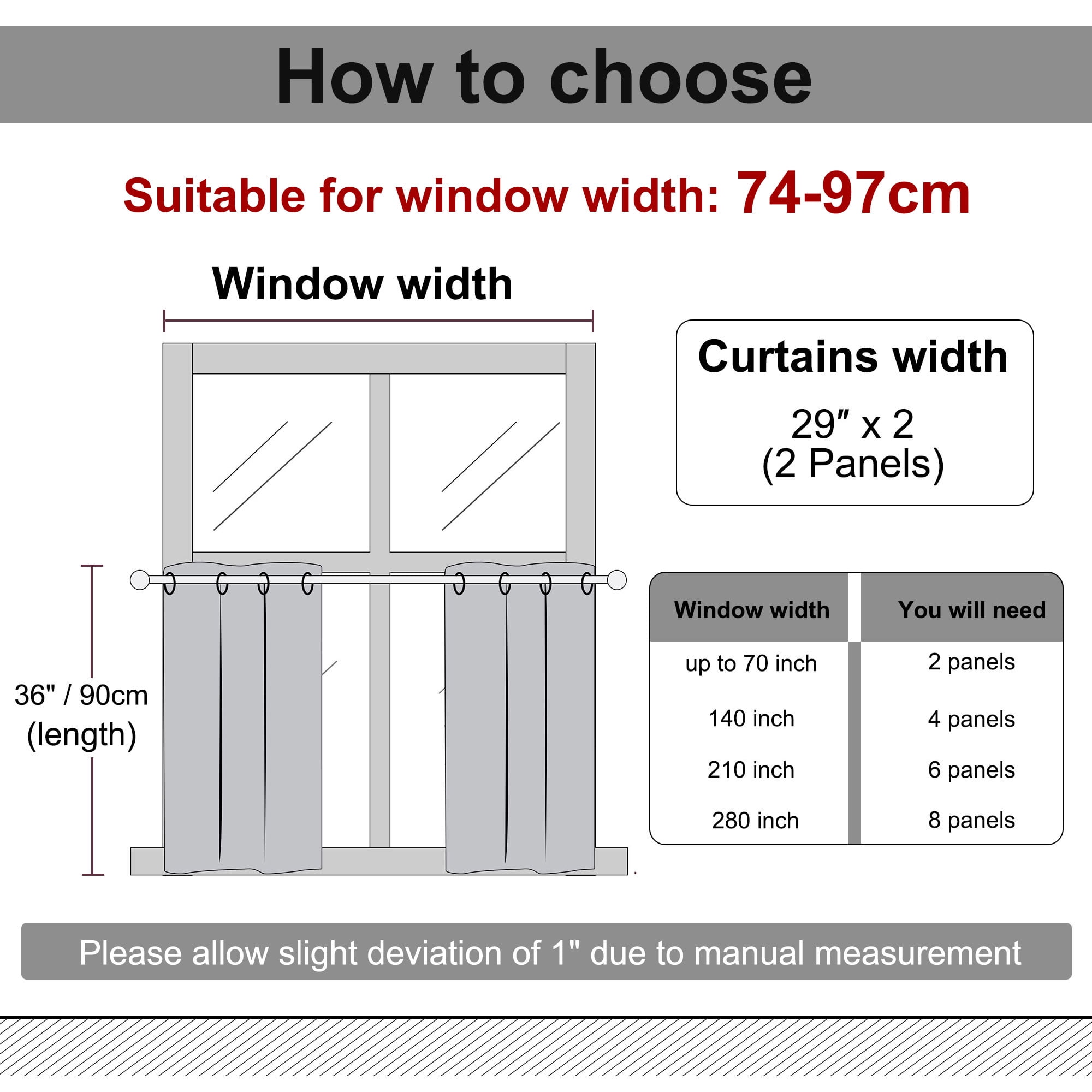 Unique Bargains Blackout Window Curtains Kitchen Panels Set of 2 Black 29" x 36"