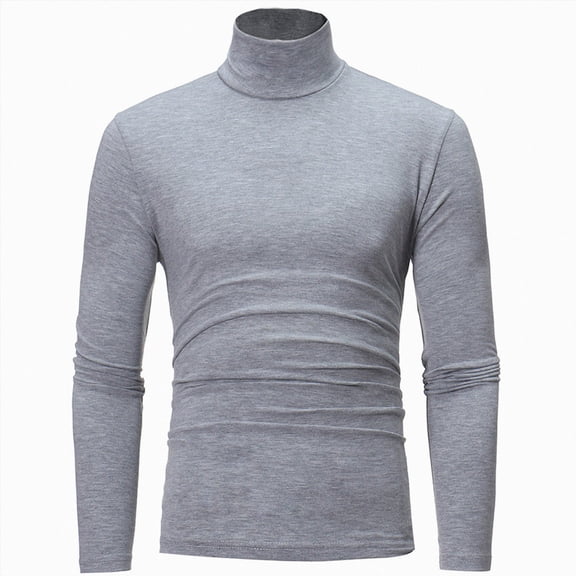 COMVALUE Mens Turtleneck Long Sleeve Stretchy Knit Top Slim Fit Basic Pullover For Layering And Daily Wear