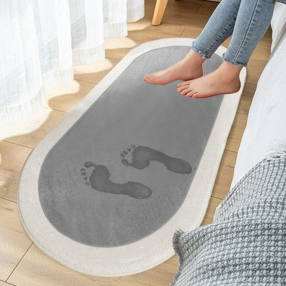 Alfombra de felpa del dormitorio, terciopelo suave, espuma, antideslizante, absorción de agua, esterilla larga gruesa y lavable y larga, gris, caqui, verde, rosa, azul