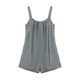 thumbnail image 4 of ClodeEU Women's Linen Backless Spaghetti Strap Romper with Pockets,Solid Color Casual Short Jumpsuit Gray,Women's Plus M, 4 of 7