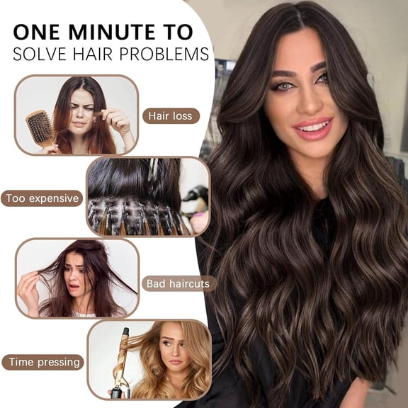 WEIF-4PCS Clip in Hair Extensions 20 Inch Synthetic Long Wavy Clip-ins Brown Thick Natural & Soft Clip on Hair Extensions for Women