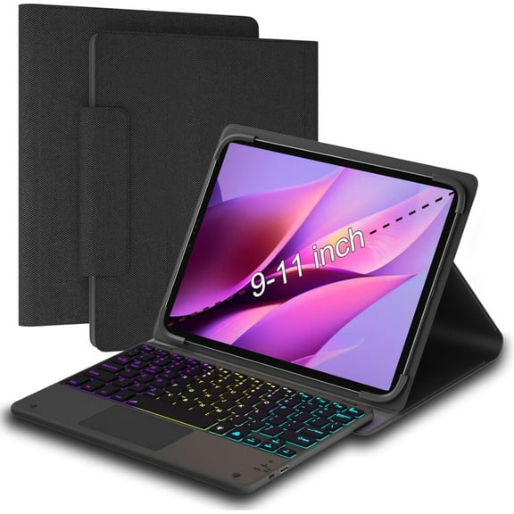 Universal Tablet Keyboard with touchpad case Rainbow Wireless Backlight Keyboard fit 9-11 inch Android/iOS/Windows Tablet