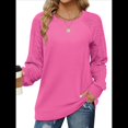 thumbnail image 2 of Sudaderas para Mujer, Suéteres de Cuello Redondo con Mangas de Punto , Moda 2025 Rosa Roja L, 2 of 8