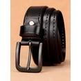 thumbnail image 4 of Catelles Men's Genuine Cowhide Alloy Pin Buckle Belts Retro Business Casual 1.5" Width 42" Waist Gift Box Packed, 4 of 9