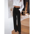 thumbnail image 2 of SCHUHLAND Women's High Waisted Dress Pants - Elegant Solid Ankle Trousers, Professional Straight Leg Business Casual Slacks with Button Detail, 2 of 8
