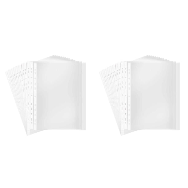 Bolsillo Perforado A4 de 200 Páginas, Protector de Hojas Transparente de 11 Orificios, Archivador de Papel, Fundas para Carpetas de Hojas de Carta, 8 Seda