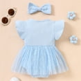 thumbnail image 4 of Baby Girl Summer Romper Dress with Flutter Sleeves Floral Embroidery and Mesh Skirt Hem Ribbed Bodysuit Outfit, 4 of 9