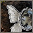 thumbnail image 4 of Marco de fotos de metal vintage con diseño de mariposa elipse decorado con diamantes de imitación, decoración del hogar, marco de fotos de escritorio, marco de mesa, blanco, 3 "-5", 4 of 5
