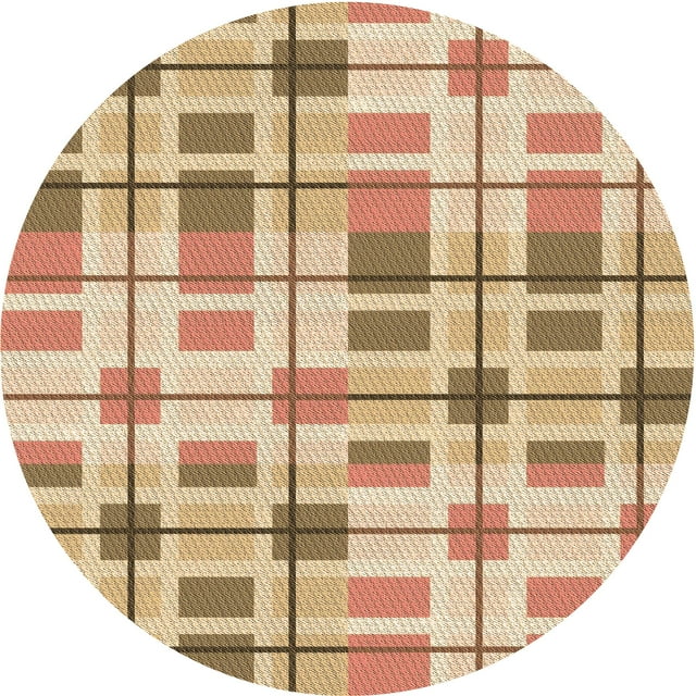 Ahgly Company Tapis d'Intérieur Rond Lavable en Machine Brun Or Transitionnel, 6 Pieds Rond